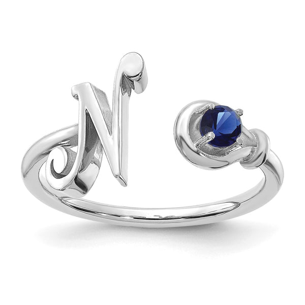 14KW Letter N with Birthstone Ring