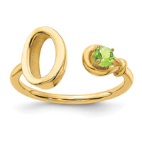 14KY Letter O with Birthstone Ring