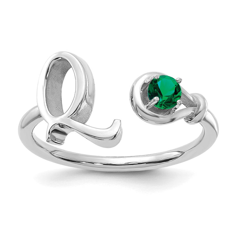 14KW Letter Q with Birthstone Ring