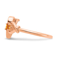 10K Rose Gold Letter V with Birthstone Ring