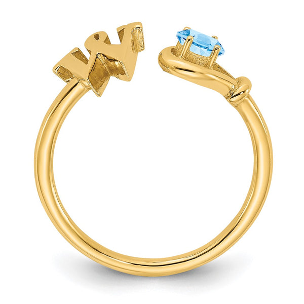 14KY Letter W with Birthstone Ring