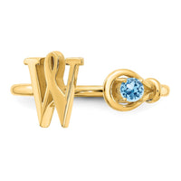 14KY Letter W with Birthstone Ring