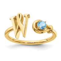 14KY Letter W with Birthstone Ring