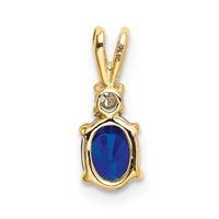 14k 6x4mm Oval Sapphire A Diamond pendant