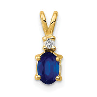 14k 6x4mm Oval Sapphire A Diamond pendant