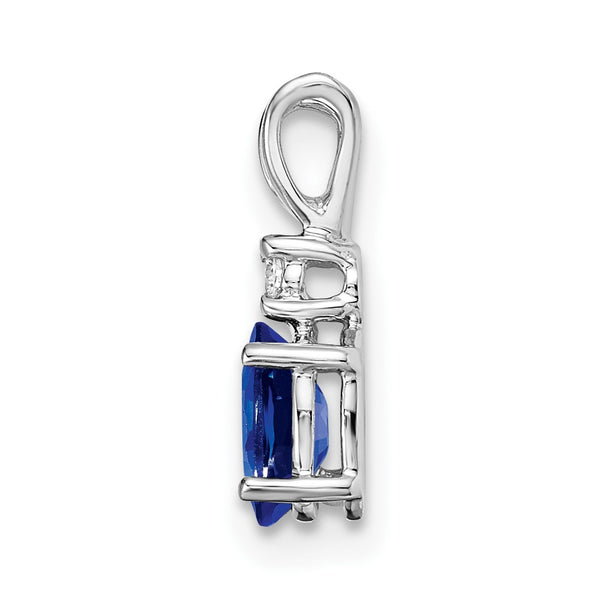 14k White Gold 6x4mm Oval Sapphire VS Diamond pendant
