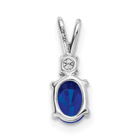 14k White Gold 6x4mm Oval Sapphire VS Diamond pendant