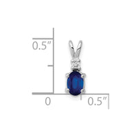 14k White Gold 6x4mm Oval Sapphire VS Diamond pendant