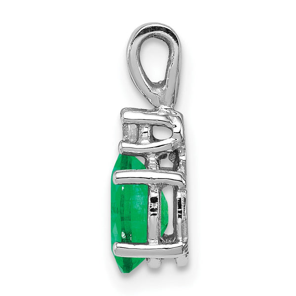14k White Gold 7x5mm Oval Emerald VS Diamond pendant