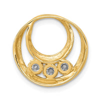14k AA 3.2mm Diamond Three Stone Circles Chain Slide