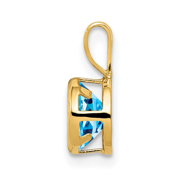 14k 6mm Blue Topaz bezel pendant