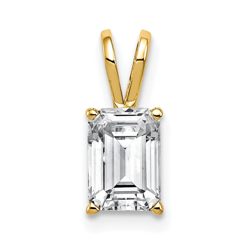 14k 7x5mm Emerald Cut Cubic Zirconia pendant