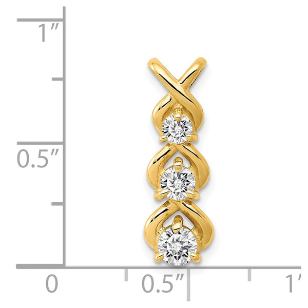 14k AA Diamond 3 Stone Criss-Cross Chain Slide