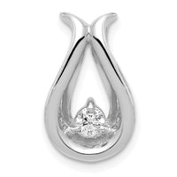 14k White Gold 3.4mm AAA Diamond Teardrop Shape Chain Slide