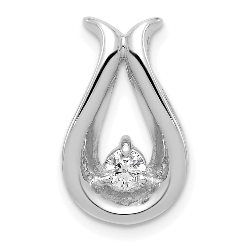 14k White Gold 3.4mm AAA Diamond Teardrop Shape Chain Slide