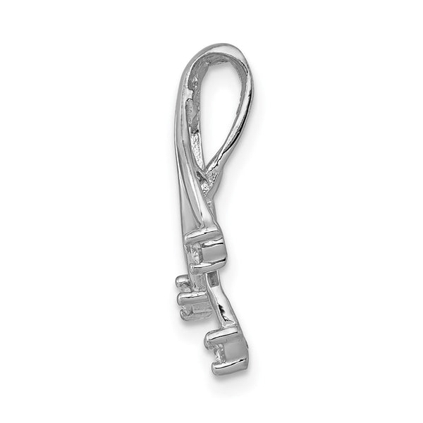 14k White Gold AAA Diamond 3-1.6mm Stone Twisted Chain Slide
