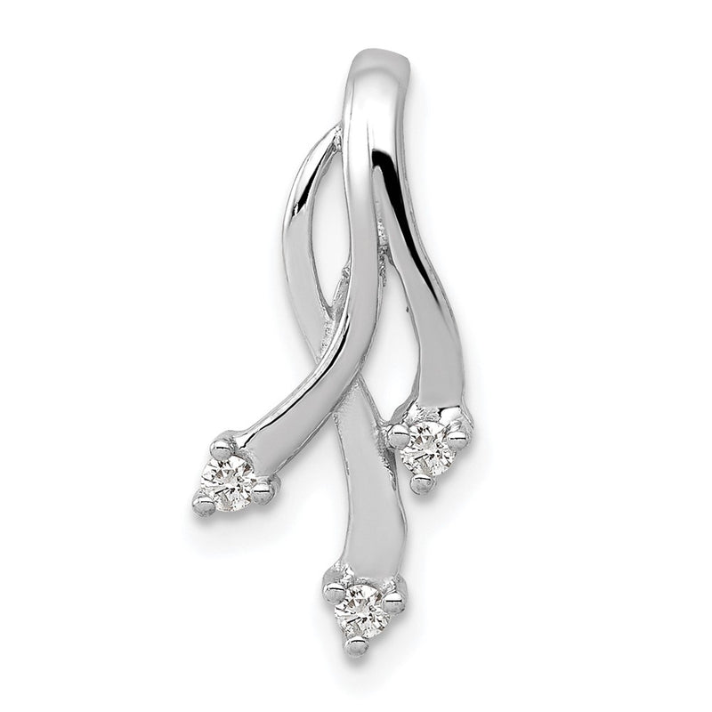 14k White Gold AAA Diamond 3-1.6mm Stone Twisted Chain Slide