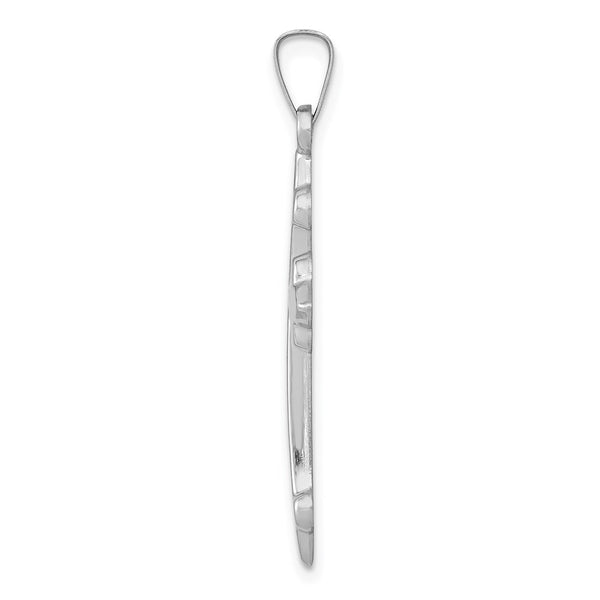 14k White Gold Polished Fleur de Lis Cross Pendant