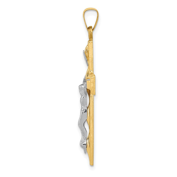 14k Two-tone Polished INRI Crucifix Pendant