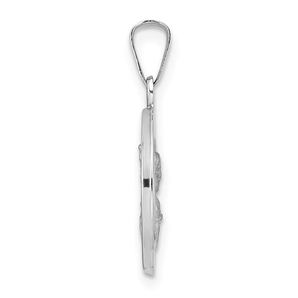 14k White Gold Polished and Satin Hollow Queen of Holy Scapular Medal