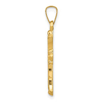 14k Hollow Fleur De Lis Cross Pendant