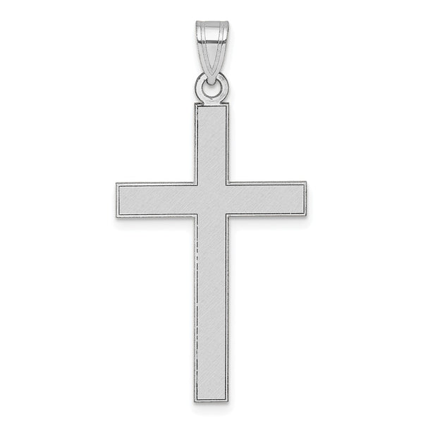 14k White Gold Florentine Satin Cross Pendant