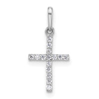 14k White Gold Polished CZ Cross Pendant
