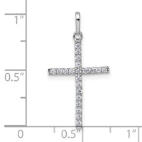 14k White Gold Polished CZ Cross Pendant