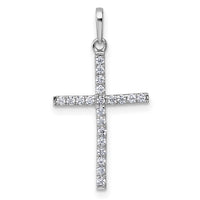 14k White Gold Polished CZ Cross Pendant