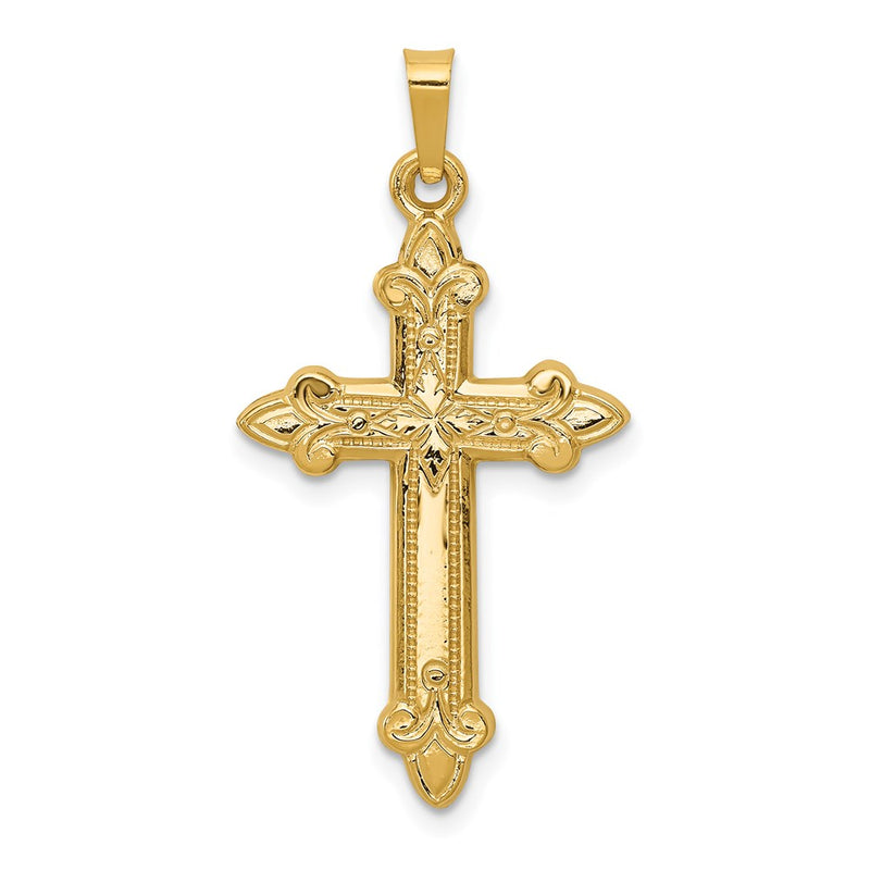 14k Fleur De Lis Cross Pendant