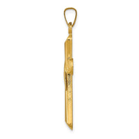 14K Two-Tone Hollow Cross w/Drape Pendant
