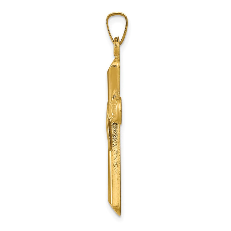 14K Two-Tone Hollow Cross w/Drape Pendant