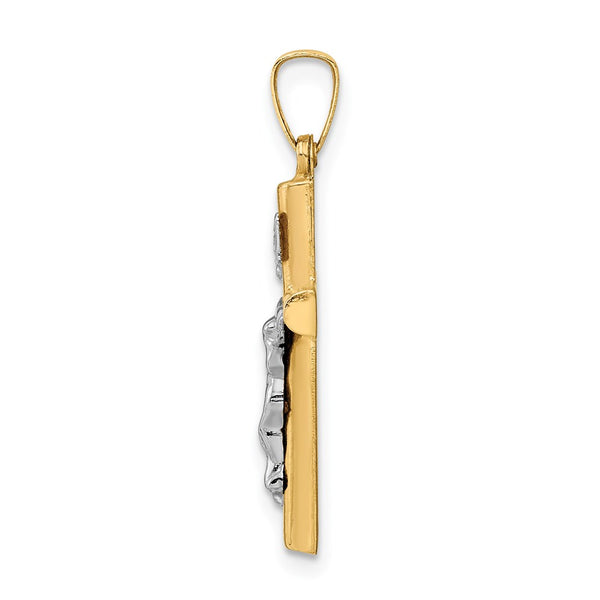 14k Two-tone INRI Crucifix Pendant