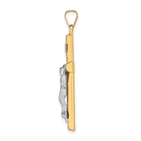 14k Two-tone INRI Hollow Crucifix Pendant