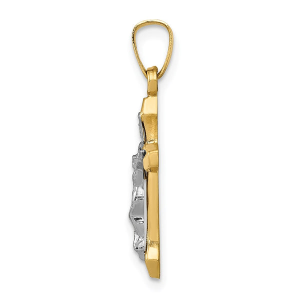 14k Two-tone INRI Hollow Crucifix Pendant