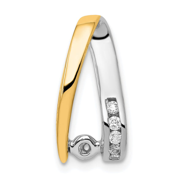 14k Two-Tone A Diamond Semi-mount Peg Slide