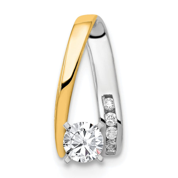 14k Two-Tone A Diamond Semi-mount Peg Slide
