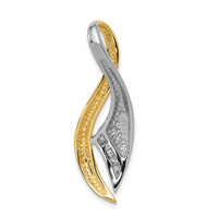 14k Two-Tone A Diamond Twisted Ribbon Slide