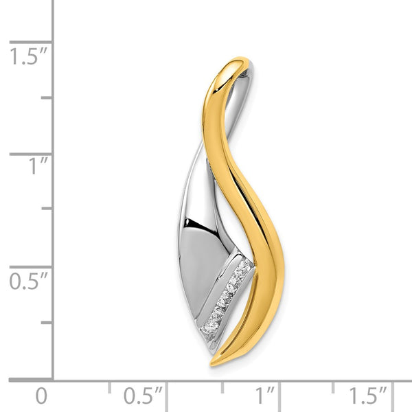 14k Two-Tone A Diamond Twisted Ribbon Slide