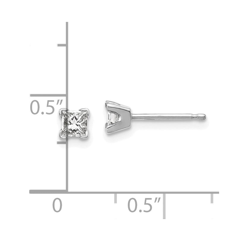 14k White Gold VS Quality Complete Princess Cut Diamond Earrings