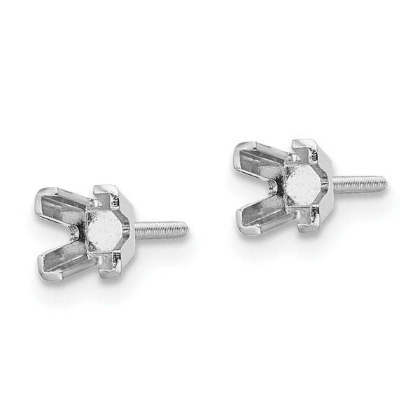 14k White Gold 3.5mm Princess Cut Stud Earring Mountings