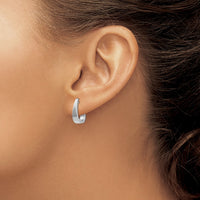 14k White Gold Polished J-Hoop Post Earrings