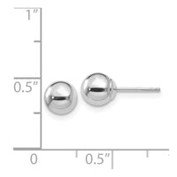 14k White Gold Polished 6mm Ball Post Earrings