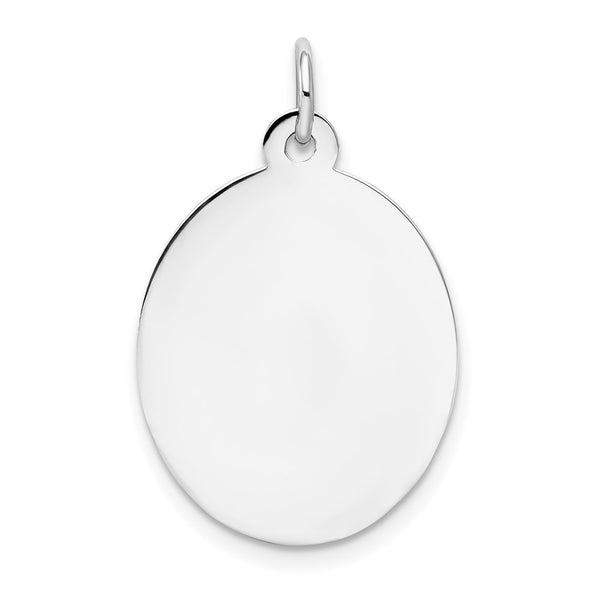 14k White Gold Plain .011 Gauge Oval Engravable Disc Charm