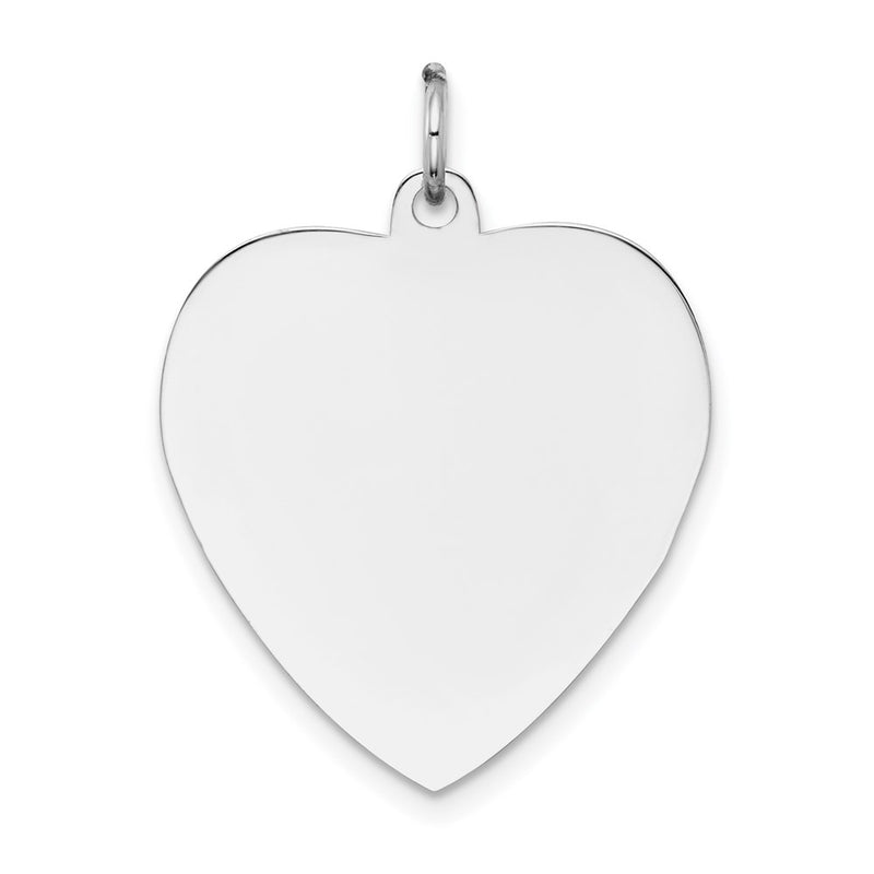 14k White Gold Plain .018 Gauge Engravable Heart Charm