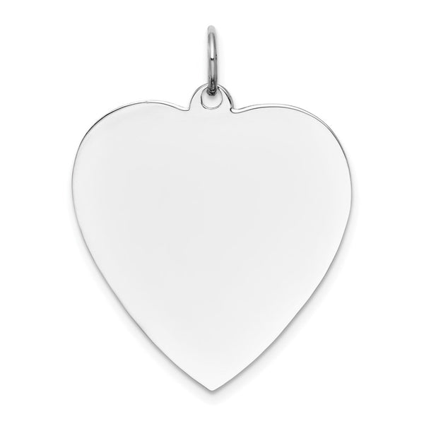14k White Gold Plain .027 Gauge Engravable Heart Charm