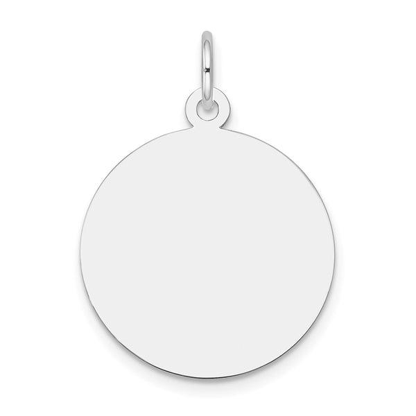 14k White Gold Plain .035 Gauge Round Engravable Disc Charm