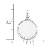 14k White Gold Plain .013 Gauge Round Engravable Disc Charm
