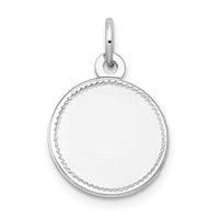 14k White Gold Plain .013 Gauge Round Engravable Disc Charm