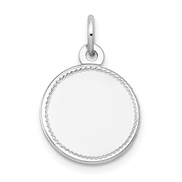 14k White Gold Plain .013 Gauge Round Engravable Disc Charm